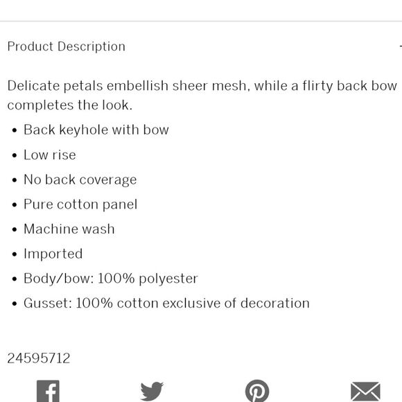 Victoria's Secret Floral Applique Bow Back Mesh Thong Panty Black Size Medium - Picture 11 of 11